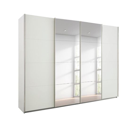 Rauch Beluga Extra 271cm 4 Door Sliding Wardrobe with Mirror - Alpine White
