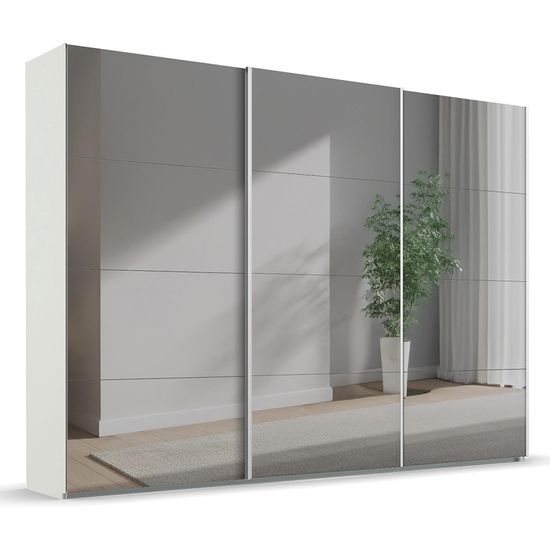 Rauch Beluga Extra 316cm 3 Door Sliding Mirrored Wardrobe - Alpine White