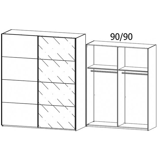 Rauch Beluga Extra 181cm 2 Door Sliding Wardrobe with Grey Mirror - Silk Grey
