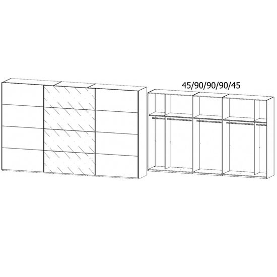 Rauch Beluga Extra 361cm 3 Door Sliding Wardrobe with Grey Mirror - Graphite