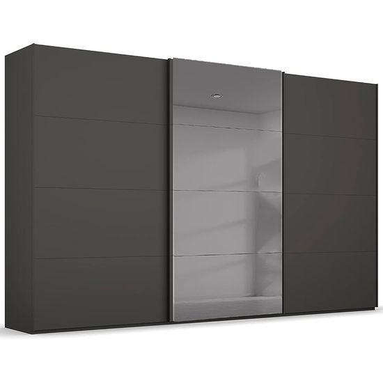 Rauch Beluga Extra 406cm 3 Door Sliding Wardrobe with Grey Mirror - Graphite