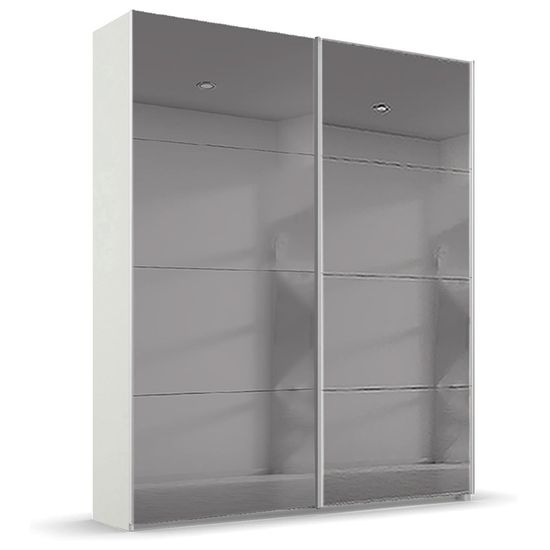 Rauch Beluga Extra 137cm 2 Door Sliding Grey Mirrored Wardrobe - Alpine White