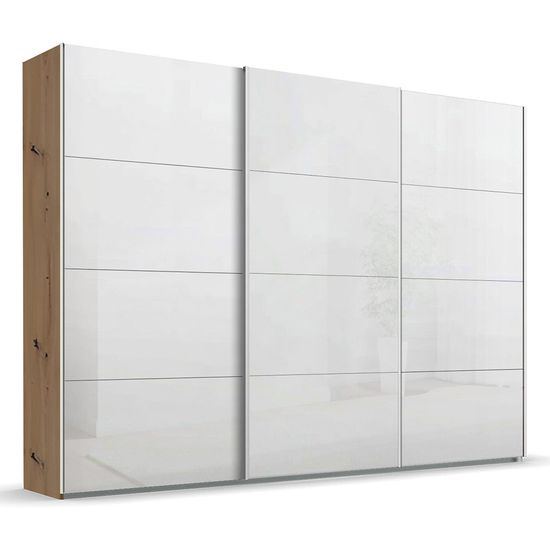Rauch Beluga Extra 316cm 3 Door Sliding Wardrobe - Artisan Oak and White High Gloss