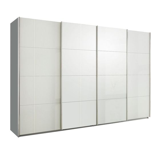 Rauch Beluga Extra 361cm 4 Door Sliding Wardrobe - Silk Grey and White High Gloss
