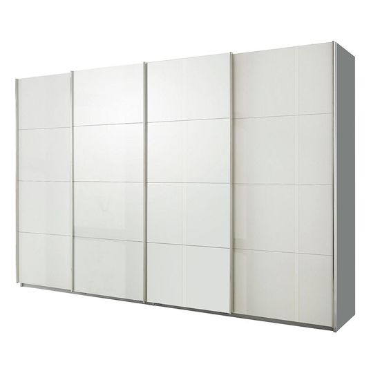 Rauch Beluga Extra 361cm 4 Door Sliding Wardrobe - Silk Grey and White High Gloss