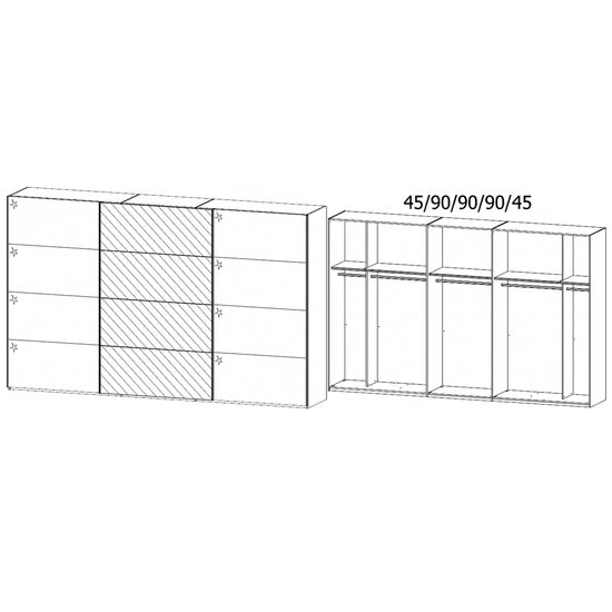 Rauch Beluga Extra 361cm 3 Door Sliding Wardrobe with Mirror - Alpine White and White High Gloss