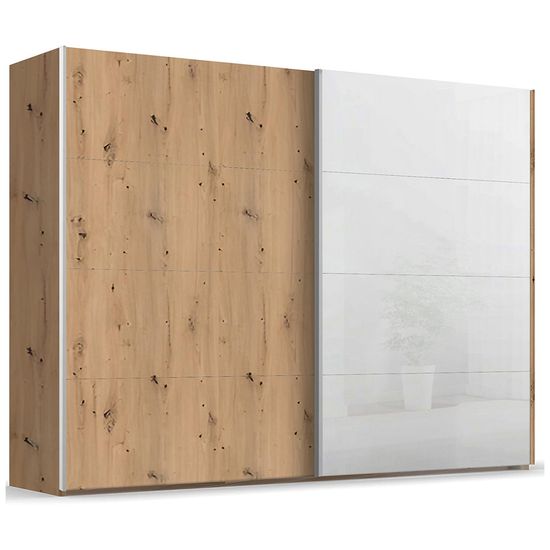 Rauch Beluga Extra 271cm 2 Door Sliding Wardrobe - White High Gloss and Artisan Oak Front