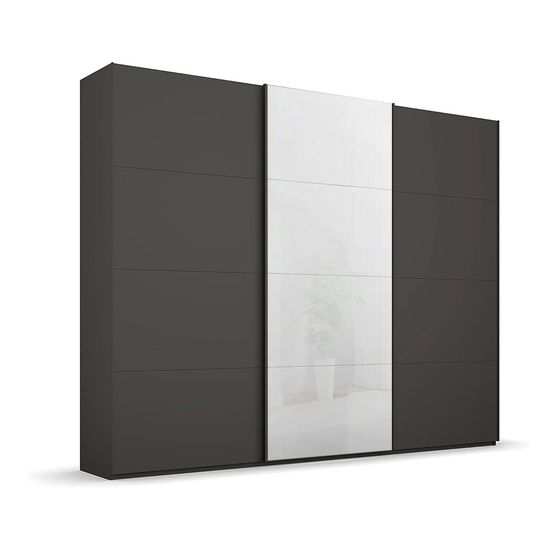 Rauch Beluga Extra 271cm 3 Door Sliding Wardrobe - White High Gloss and Graphite Front
