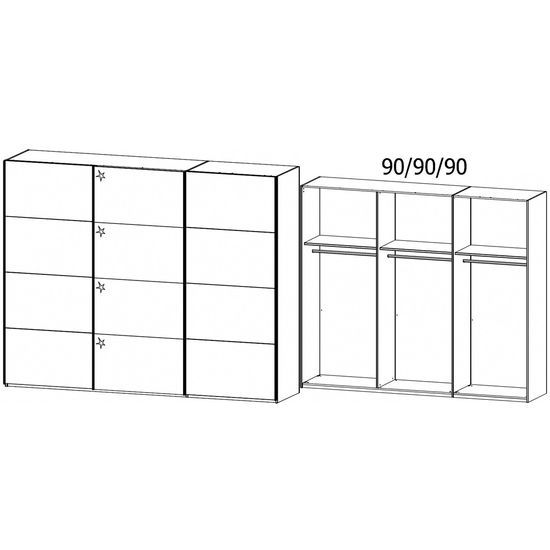 Rauch Beluga Extra 271cm 3 Door Sliding Wardrobe - White High Gloss and Graphite Front