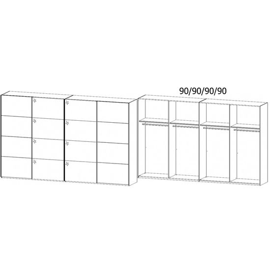 Rauch Beluga Extra 361cm 4 Door Sliding Wardrobe - White High Gloss and Silk Grey Front