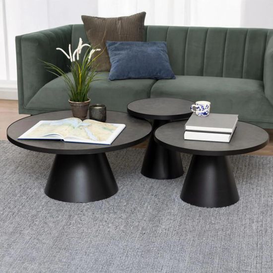 Soli Black Ceramic Round Small Coffee Table