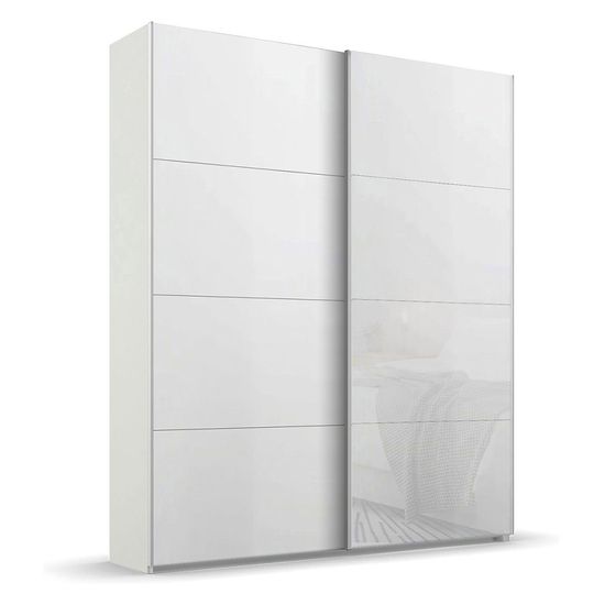 Rauch Beluga Extra 137cm 2 Door Sliding Wardrobe - Alpine White and White Glass