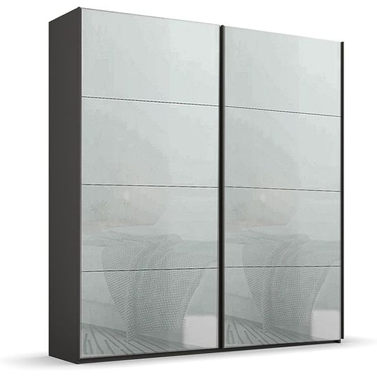 Rauch Beluga Extra 181cm 2 Door Sliding Wardrobe - Graphite and Silk Grey Glass