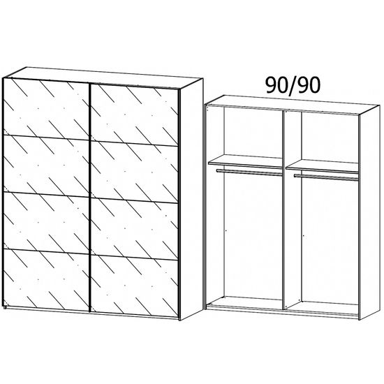 Rauch Beluga Extra 181cm 2 Door Sliding Wardrobe - Graphite and Silk Grey Glass