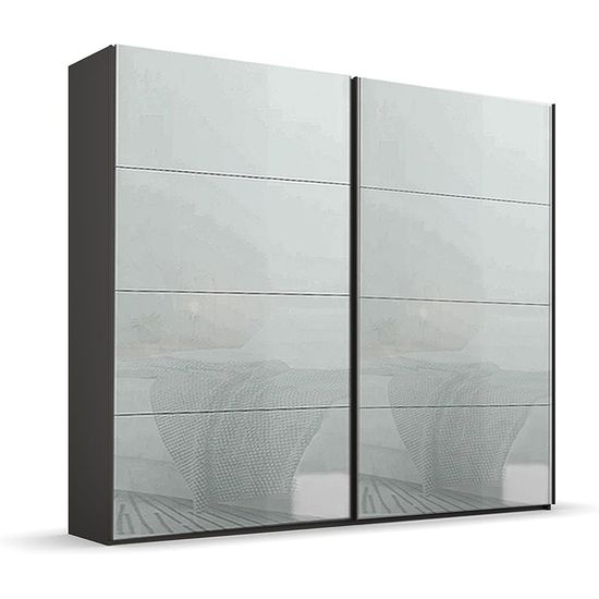 Rauch Beluga Extra 226cm 2 Door Sliding Wardrobe - Graphite and Silk Grey Glass