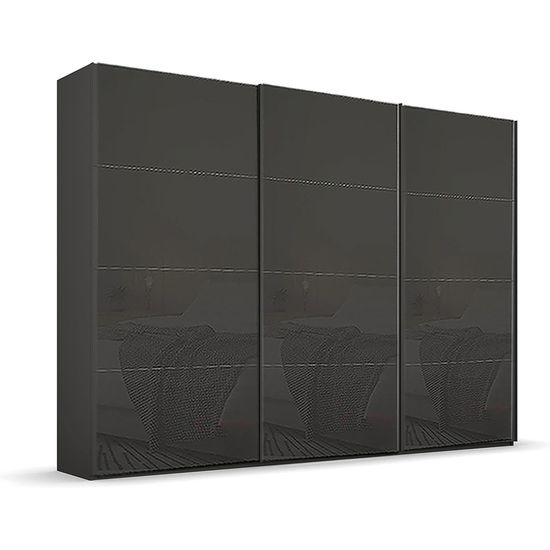 Rauch Beluga Extra 316cm 3 Door Sliding Wardrobe - Graphite and Basalt Glass