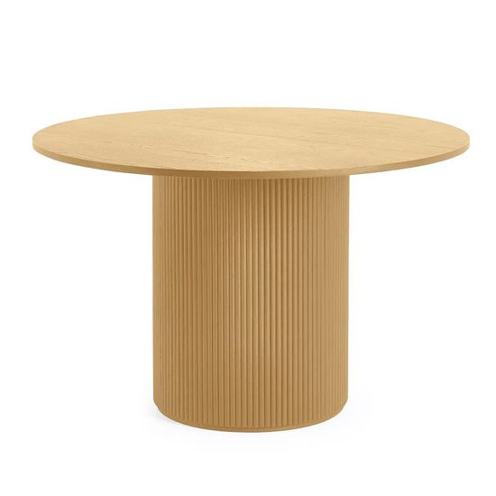 Louis Fluted Light Oak 4 Seater Round Pedestal Dining Table - 120cm