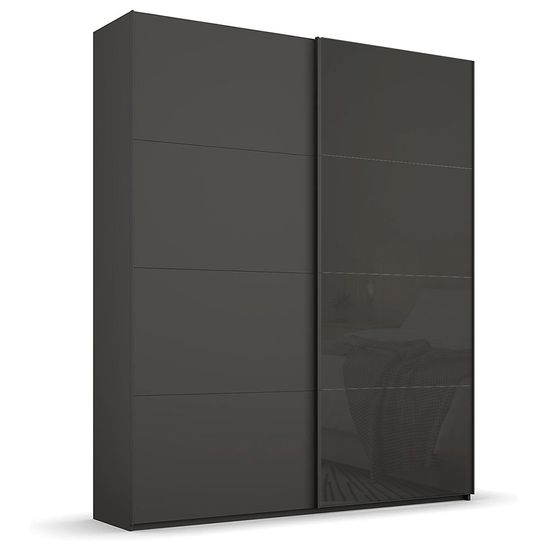 Rauch Beluga Extra 137cm 2 Door Sliding Wardrobe - Graphite and Basalt Glass Front