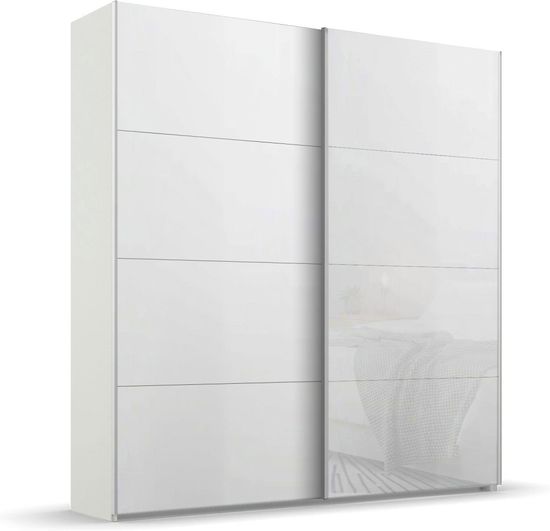 Rauch Beluga Extra 181cm 2 Door Sliding Wardrobe - Alpine White and White Glass Front