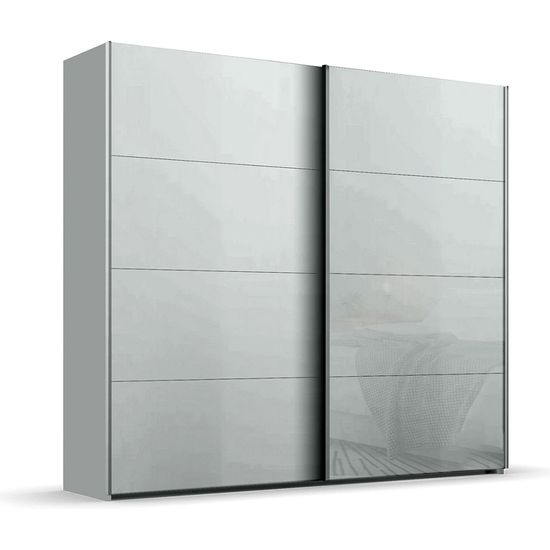 Rauch Beluga Extra 226cm 2 Door Sliding Wardrobe - Silk Grey and Silk Grey Glass Front