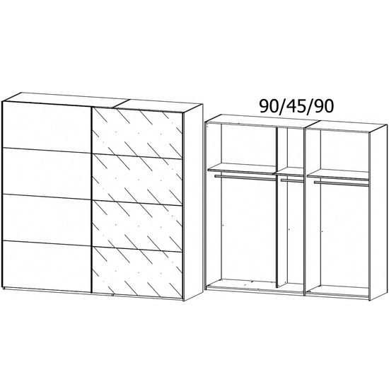 Rauch Beluga Extra 226cm 2 Door Sliding Wardrobe - Silk Grey and Silk Grey Glass Front