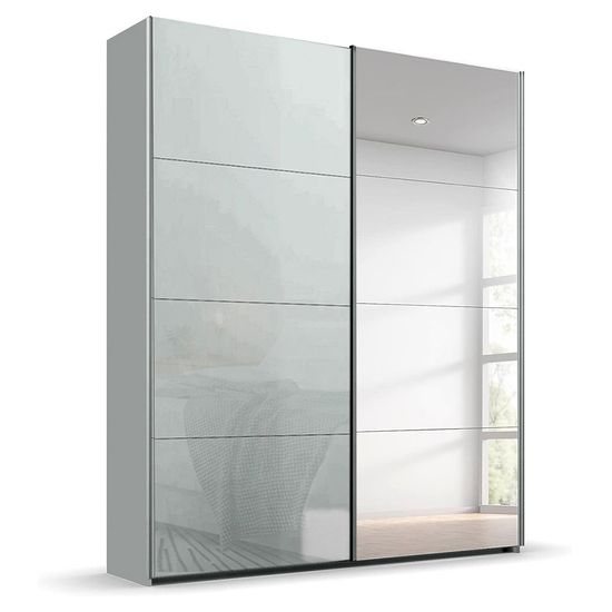 Rauch Beluga Extra 137cm 2 Door Sliding Wardrobe with Mirror - Silk Grey and Silk Grey Glass