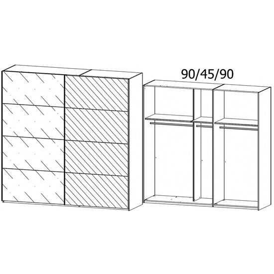 Rauch Beluga Extra 226cm 2 Door Sliding Wardrobe with Mirror - Graphite and White Glass