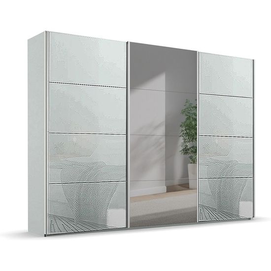 Rauch Beluga Extra 316cm 3 Door Sliding Wardrobe with Mirror - Silk Grey and Silk Grey Glass