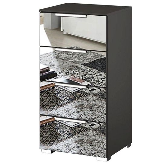 Rauch Miramar 4 Drawer Mirrored Narrow Chest - Graphite