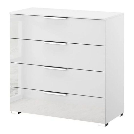 Rauch Miramar 4 Drawer Chest - Alpine White and Crystal White Glass