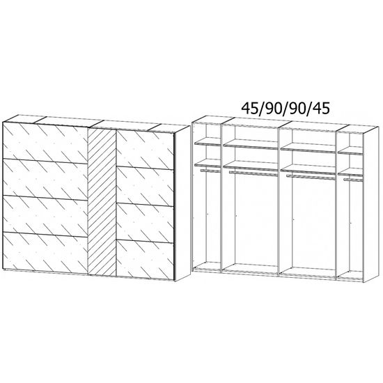 Rauch Miramar Type-1 271cm 2 Door Sliding Wardrobe with Mirror - Silk Grey and Silk Grey Glass