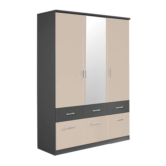 Rauch Celle Super 136cm 3 Door Combi Wardrobe - Metallic Dark Grey and Champagne