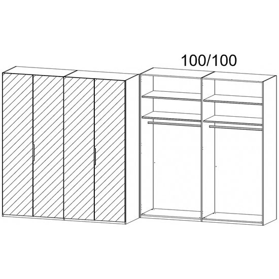 Rauch Miramar Type-5 201cm 4 Door Wardrobe with Mirror - Champagne and Champagne Glass