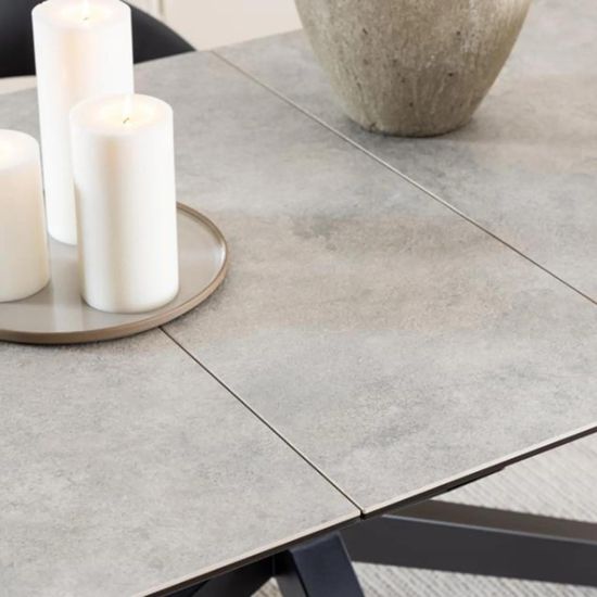 Heaven Grey Ceramic 8-10 Seater Extending Dining Table with Star Legs - 200cm-240cm