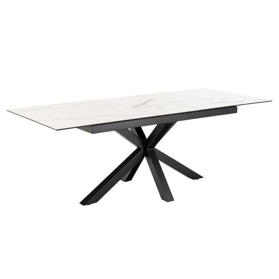 Heaven White Ceramic 6-8 Seater Extending Dining Table with Star Legs - 168cm-210cm