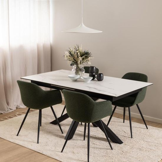Heaven White Ceramic 6-8 Seater Extending Dining Table with Star Legs - 168cm-210cm