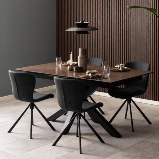 Heaven Rusty Brown Ceramic 6-8 Seater Extending Dining Table with Star Legs - 168cm-210cm