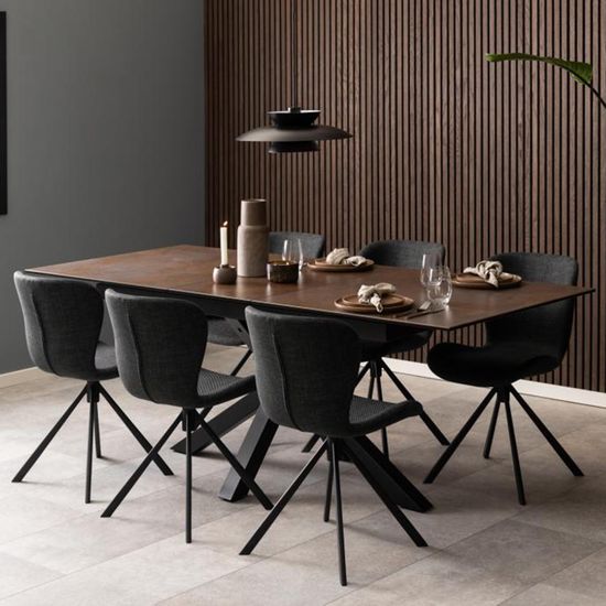 Heaven Rusty Brown Ceramic 6-8 Seater Extending Dining Table with Star Legs - 168cm-210cm