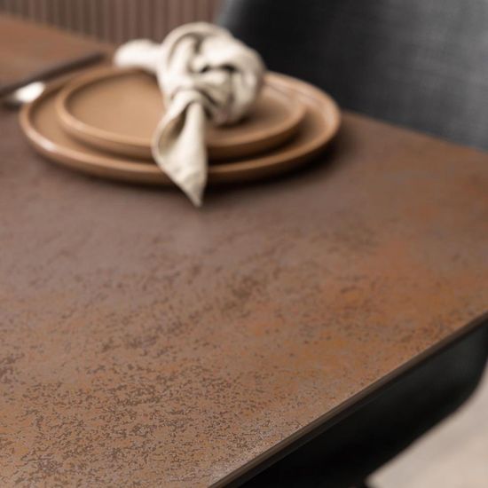 Heaven Rusty Brown Ceramic 6-8 Seater Extending Dining Table with Star Legs - 168cm-210cm