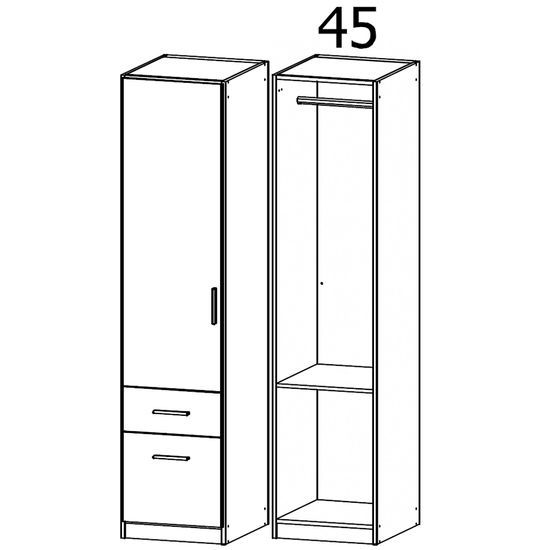 Rauch Celle Matt 47cm 1 LH Door Wardrobe with Drawer - Artisan Oak and Metallic Dark Grey