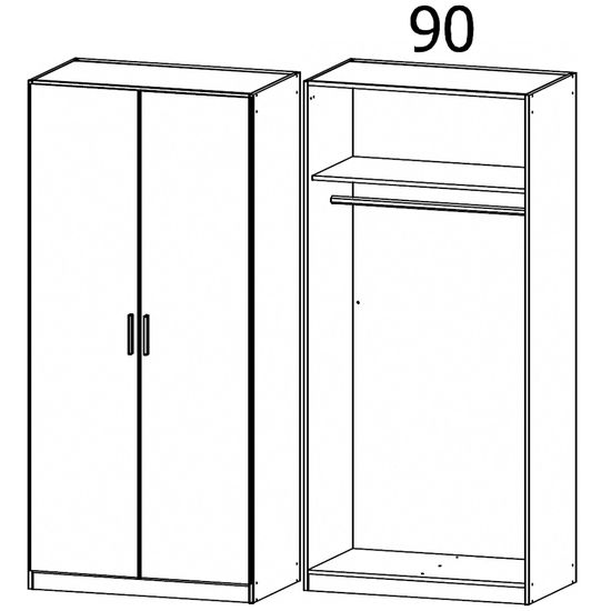Rauch Celle Matt 91cm 2 Door Wardrobe - Alpine White