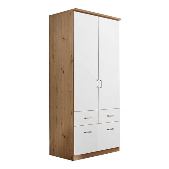 Rauch Celle Matt 91cm 2 Door Wardrobe with Drawer - Artisan Oak and Alpine White