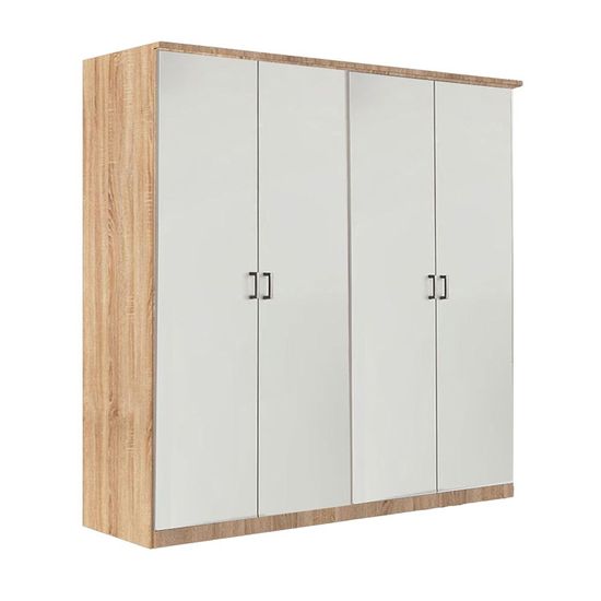 Rauch Celle Matt 181cm 4 Door Wardrobe - Sonoma Oak and Alpine White