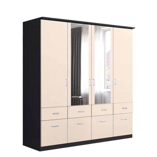 Rauch Celle Matt 181cm 4 Door Combi Wardrobe - Metallic Dark Grey and Champagne