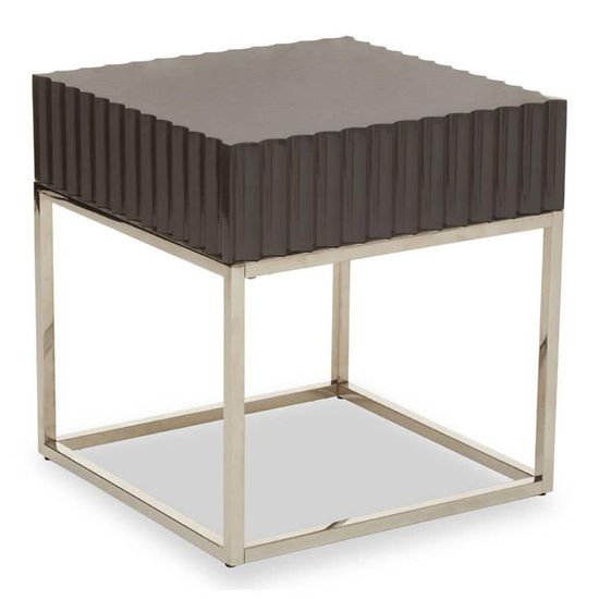 Genoa Grey High Gloss Square Side Table