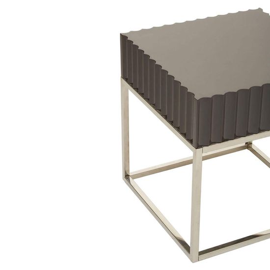 Genoa Grey High Gloss Square Side Table