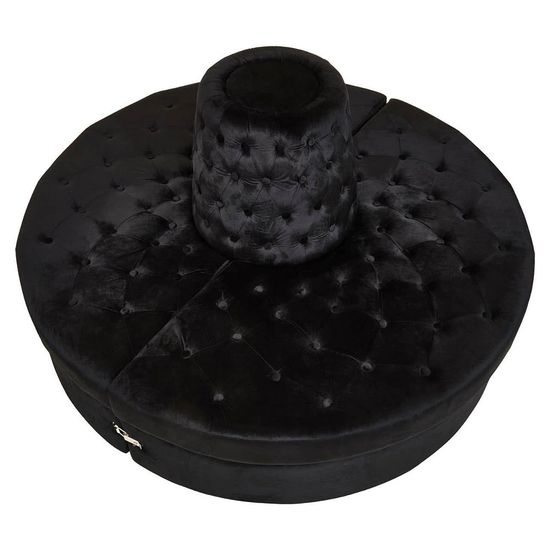 Hartford Black Velvet Fabric Modular Round Sofa