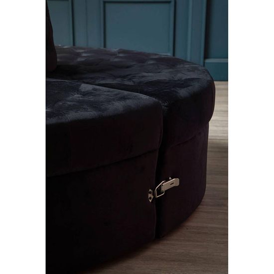 Hartford Black Velvet Fabric Modular Round Sofa