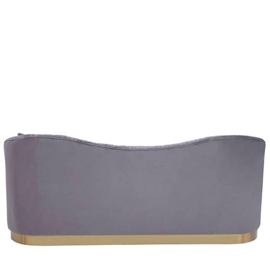 Franza Pleated Grey Velvet Fabric 3 Seater Sofa