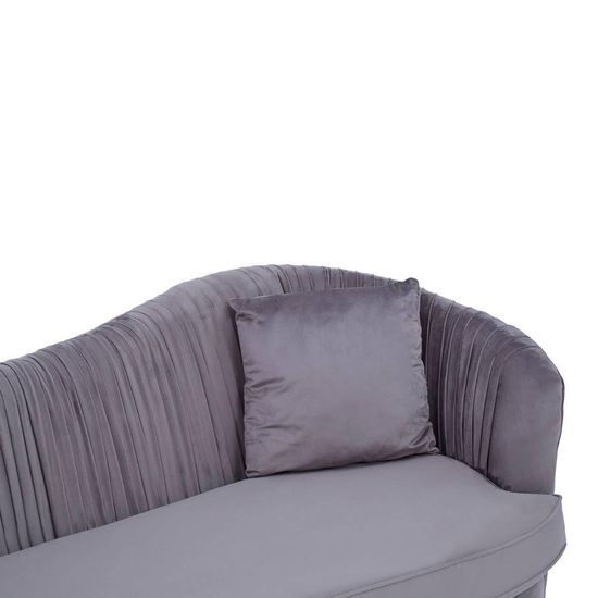 Franza Pleated Grey Velvet Fabric 3 Seater Sofa